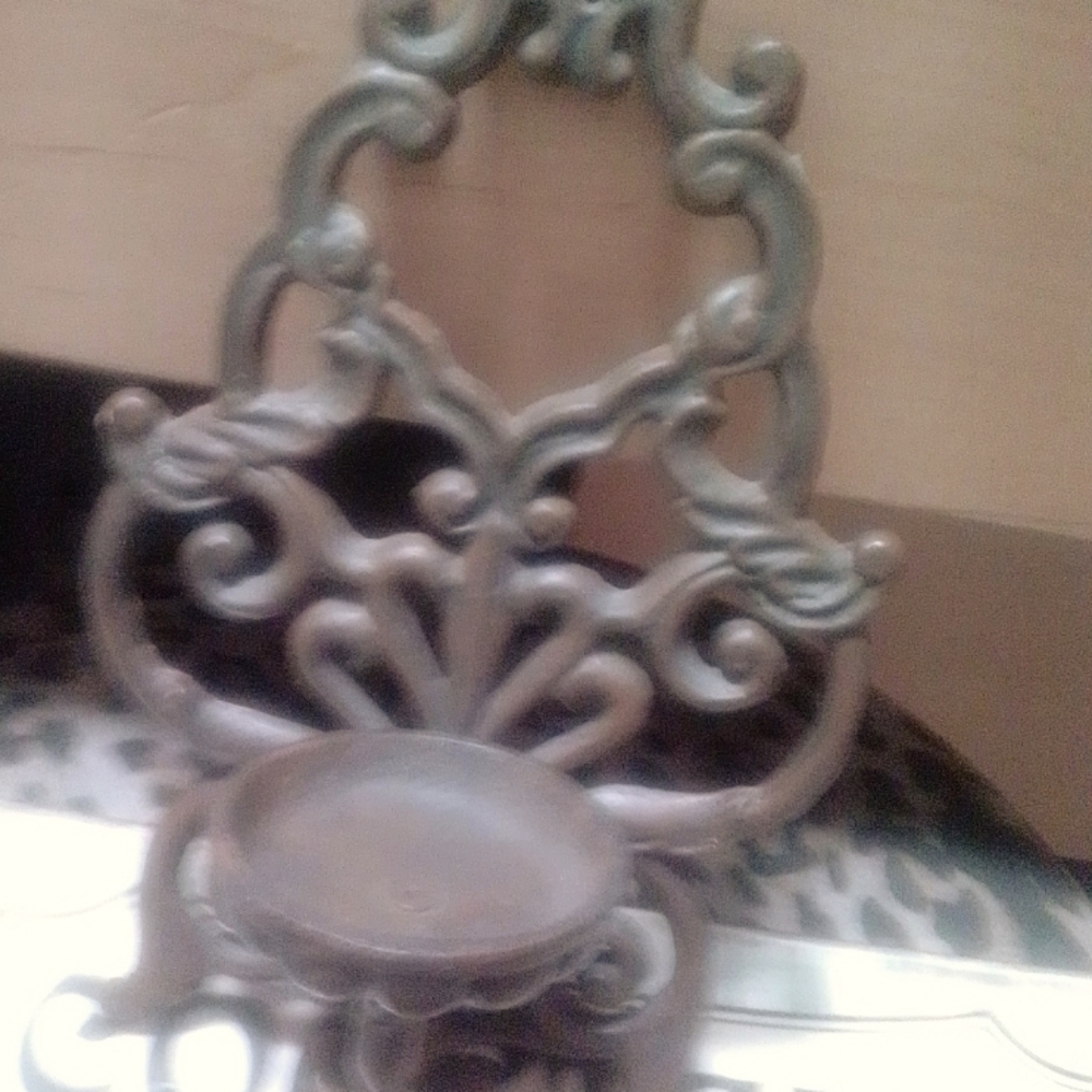 Cast iron candle holder 10" high